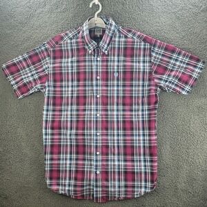 Cinch Shirt Red White Blue Mens Medium Madras‎ Short Sleeve Button Down Western